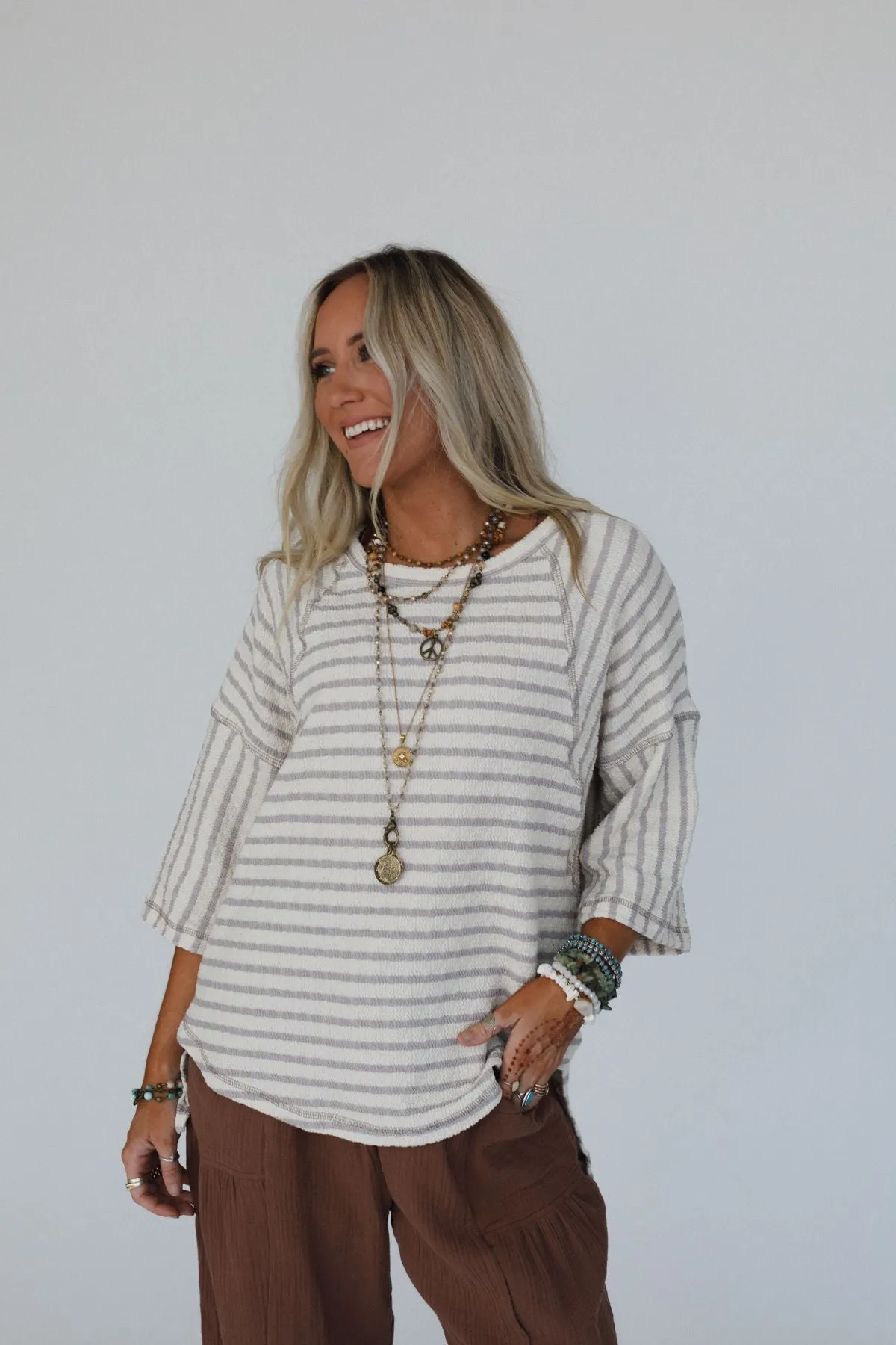 The Nest Willow Winds Striped Top - Taupe