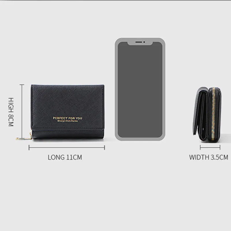 Trifold Multi-Slot Short Wallet Mini Wallet for Women Girls