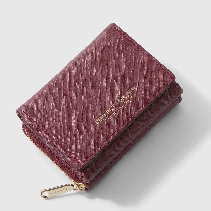 Trifold Multi-Slot Short Wallet Mini Wallet for Women Girls