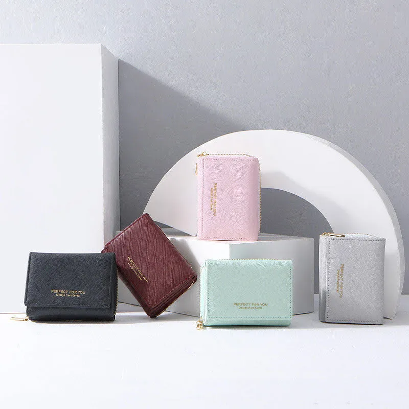 Trifold Multi-Slot Short Wallet Mini Wallet for Women Girls