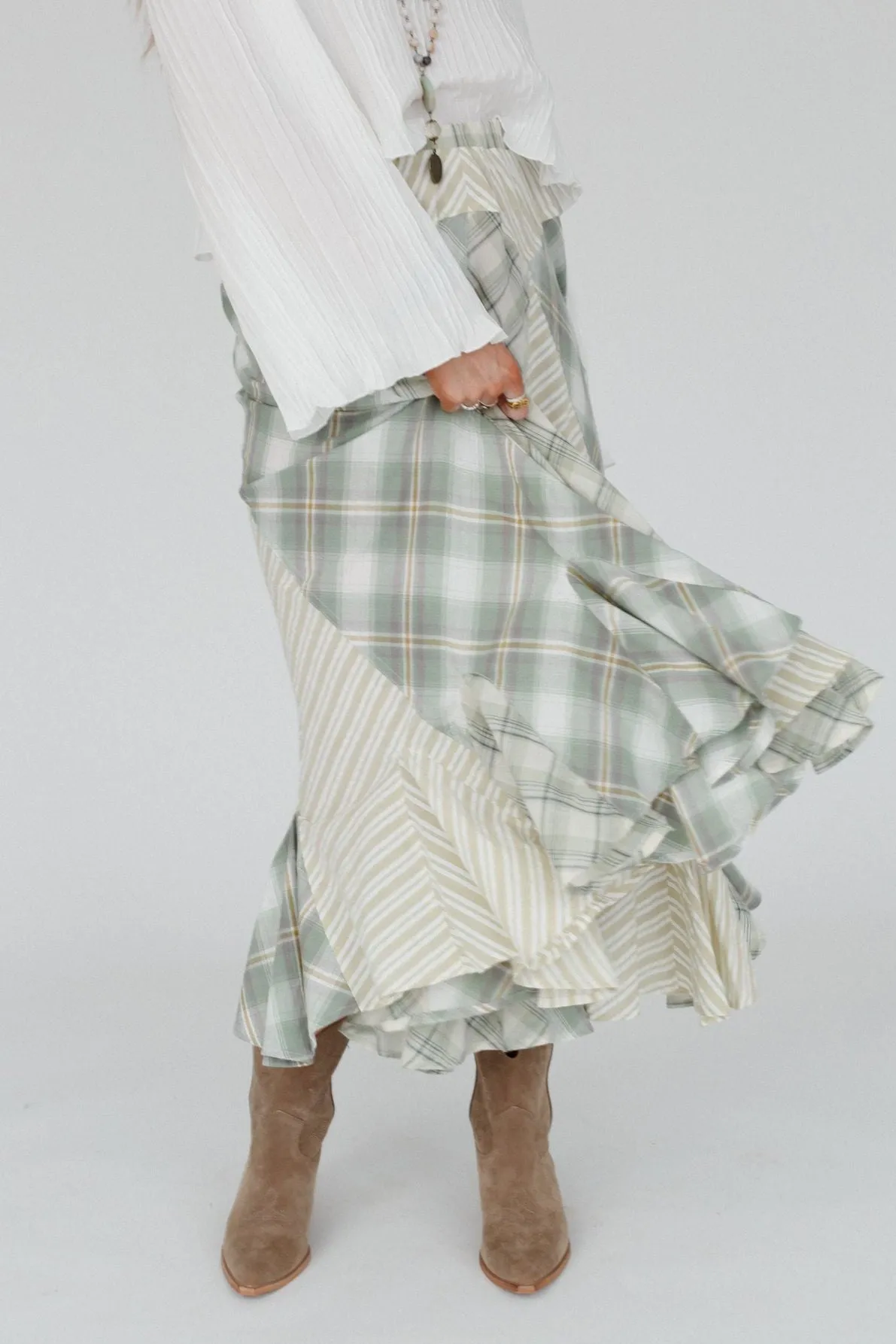 Twirl With Us Maxi Skirt - Sage