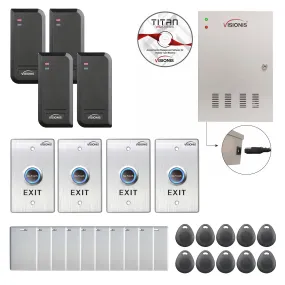 Visionis FPC-6202 Four Doors Access Control TCP / IP Wiegand Controller Box, Power Supply Included Black Indoor / Outdoor Card Reader   Software Included   20,000 Users Kit