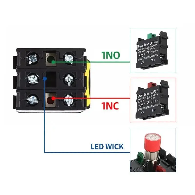 Waterproof Button Switch with LED 22mm Momentary Reset Self Locking Power Push Button Switch with Light 12V 24V 220V 10A 1NO