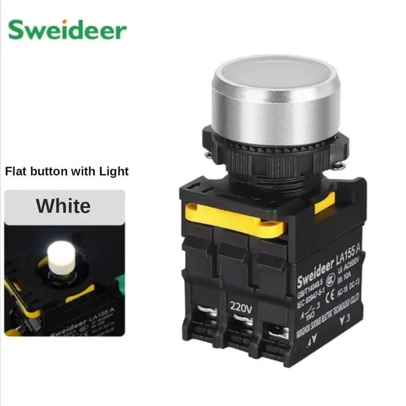 Waterproof Button Switch with LED 22mm Momentary Reset Self Locking Power Push Button Switch with Light 12V 24V 220V 10A 1NO