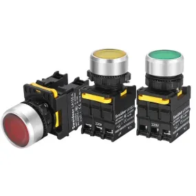 Waterproof Button Switch with LED 22mm Momentary Reset Self Locking Power Push Button Switch with Light 12V 24V 220V 10A 1NO