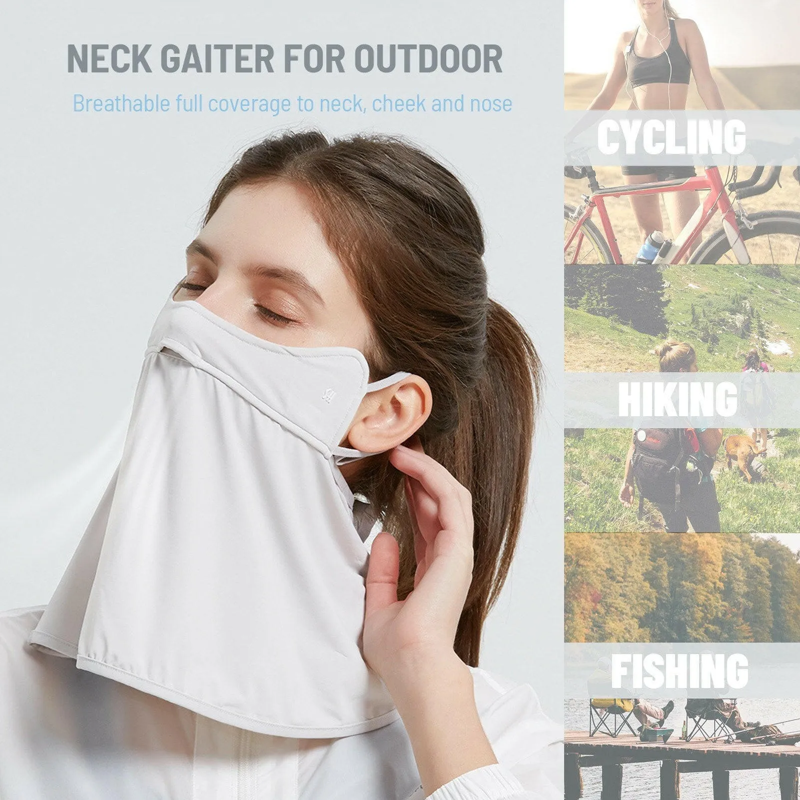 Women Neck Gaiter Banadana Face Cover Scarf Protective Mouth Cover Washable Reusable Riding Hiking Outdoor Earloop Headwear