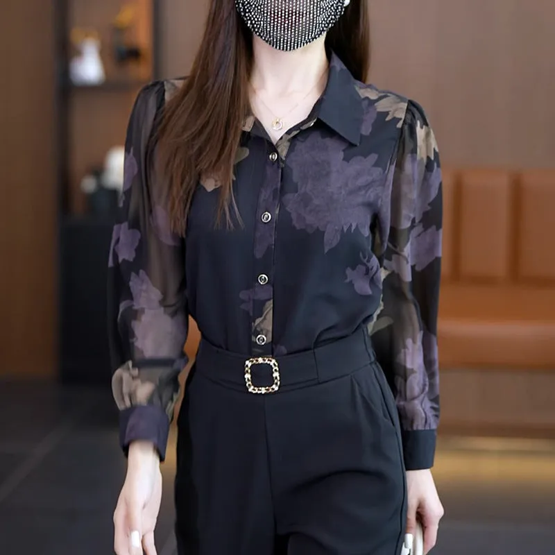 Women's Printed Floral Chiffon Shirt（50% OFF）
