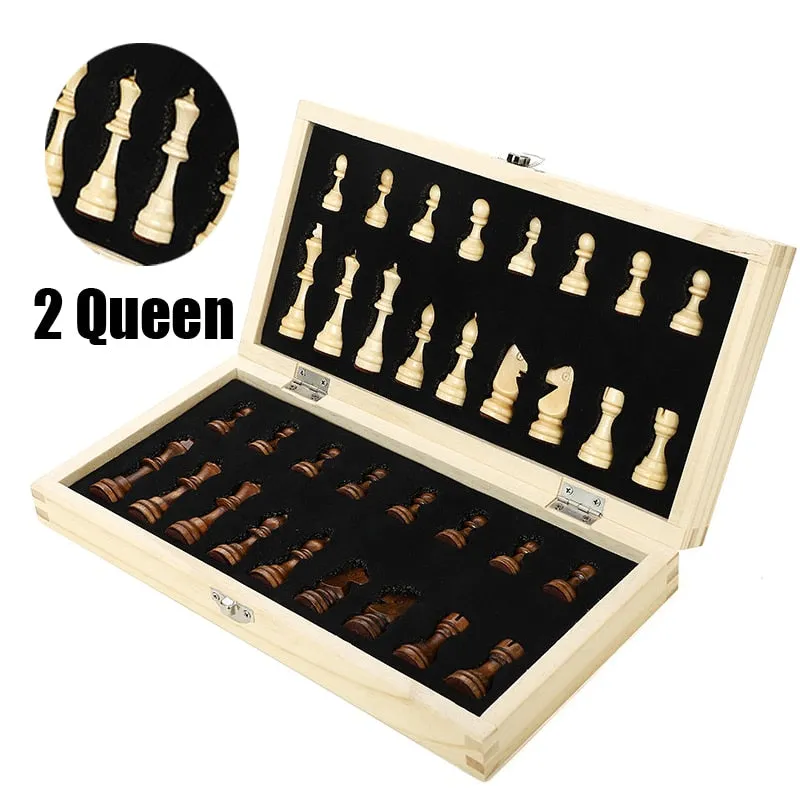 Wooden Chess Set with Folding Board and Magnetic Pieces - Family Board Game